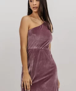 BB Custom Tatiana Velvet One Shoulder Maxi Dress | Orchid