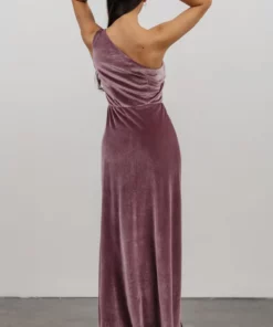 BB Custom Tatiana Velvet One Shoulder Maxi Dress | Orchid
