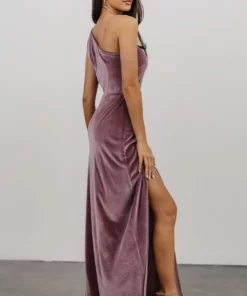 BB Custom Tatiana Velvet One Shoulder Maxi Dress | Orchid