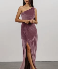 BB Custom Tatiana Velvet One Shoulder Maxi Dress | Orchid