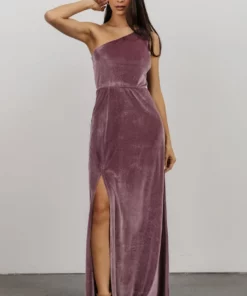 BB Custom Tatiana Velvet One Shoulder Maxi Dress | Orchid