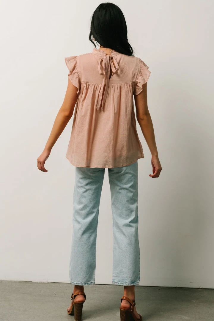 IL Tayler Mock Neck Blouse | Peach 5 IL Tayler Mock Neck Blouse | Peach