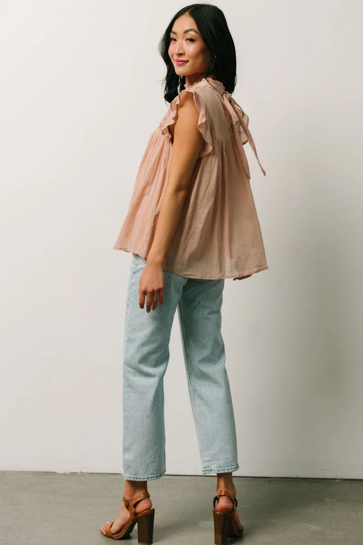 IL Tayler Mock Neck Blouse | Peach 2 IL Tayler Mock Neck Blouse | Peach