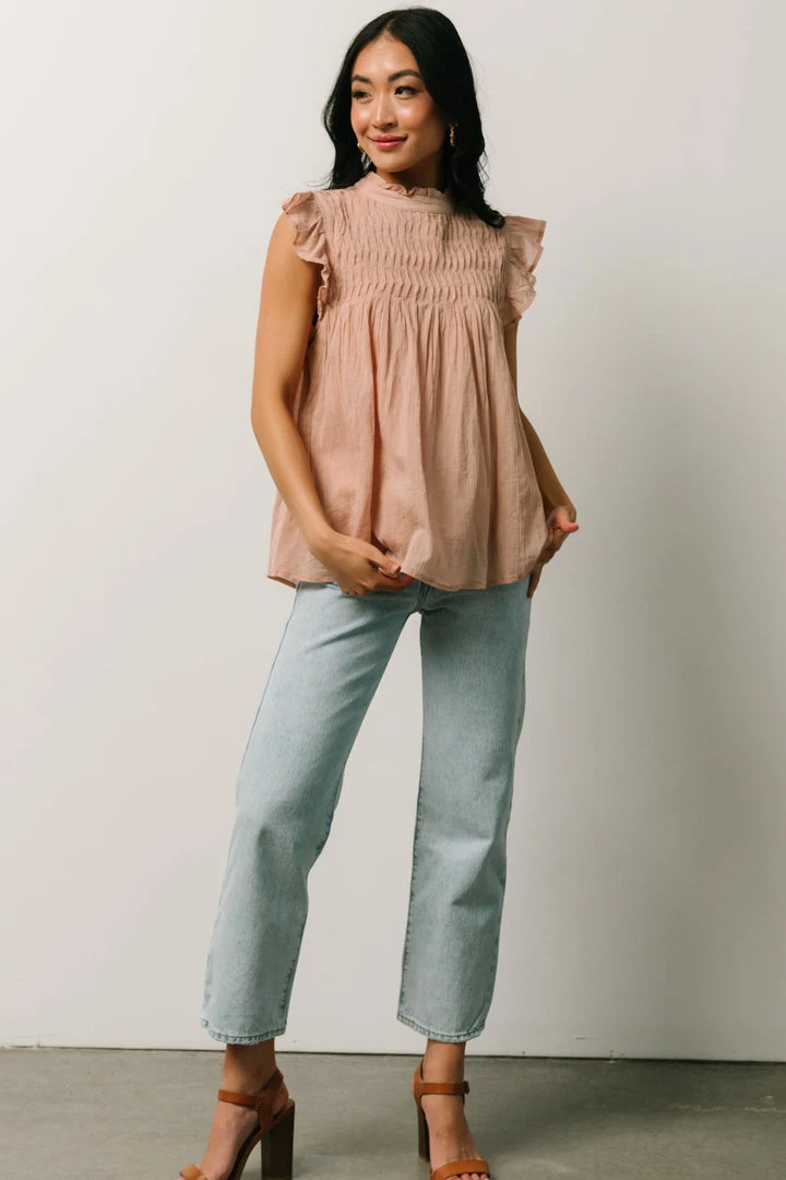 IL Tayler Mock Neck Blouse | Peach 1 IL Tayler Mock Neck Blouse | Peach