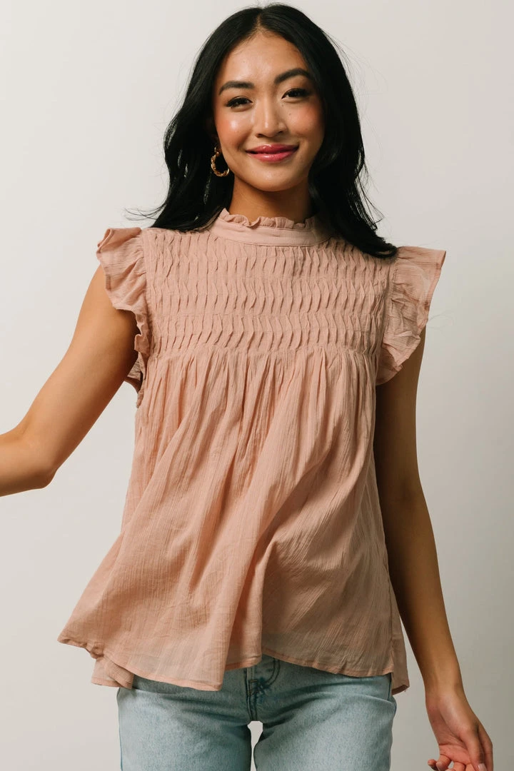 IL Tayler Mock Neck Blouse | Peach 3 IL Tayler Mock Neck Blouse | Peach