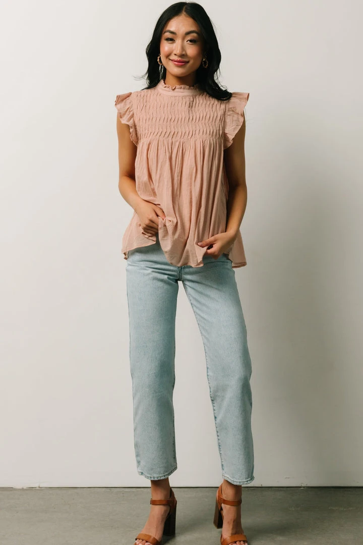 IL Tayler Mock Neck Blouse | Peach 6 IL Tayler Mock Neck Blouse | Peach