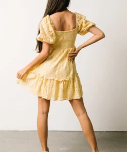 FT Terry Puff Sleeve Mini Dress | Yellow