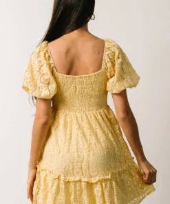 FT Terry Puff Sleeve Mini Dress | Yellow