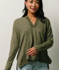 IL Boho Thatcher Long Sleeve Top | Olive