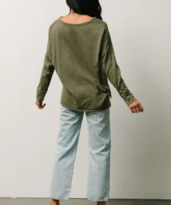 IL Boho Thatcher Long Sleeve Top | Olive