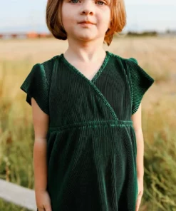 BB Custom Dresses Toddler Athena Pleated Midi Dress | Forest