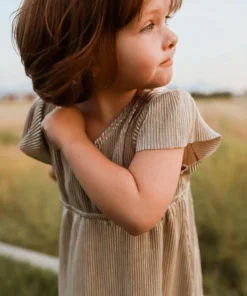 BB Custom Toddler Athena Pleated Midi Dress | Gold Flower Girl