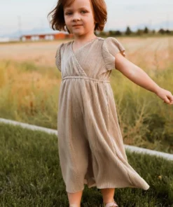 BB Custom Toddler Athena Pleated Midi Dress | Gold Flower Girl