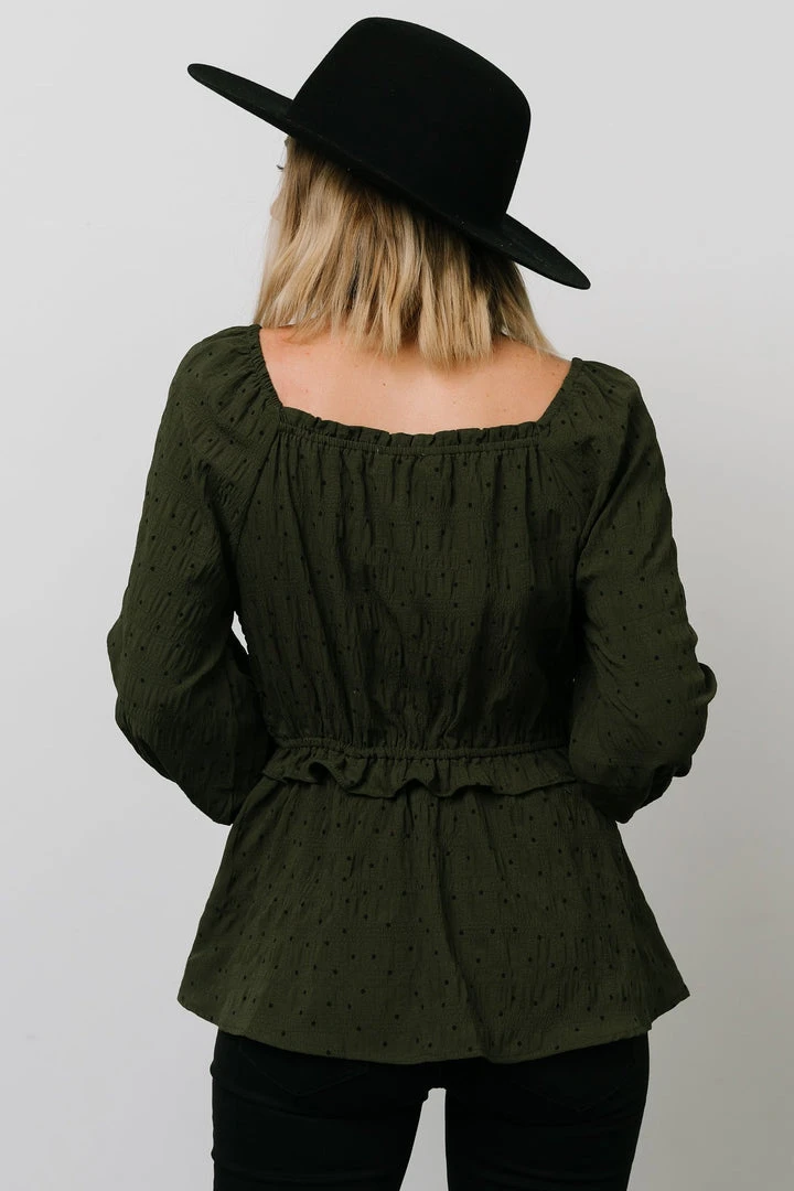 HAY Tops Trey Smocked Top | Olive 5 HAY Tops Trey Smocked Top | Olive