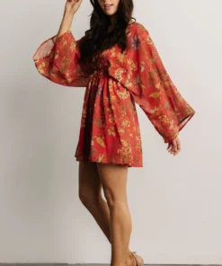 FT Udele Short Dress | Rust Print