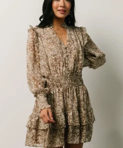 DF Ultima Mini Dress | Taupe Leopard Print
