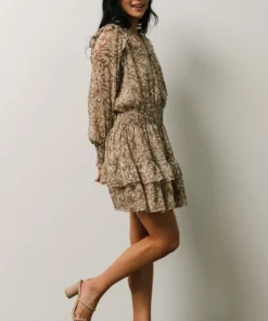 DF Ultima Mini Dress | Taupe Leopard Print