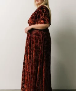 BB Custom Dresses Uma Velvet Maxi Dress | Copper Floral