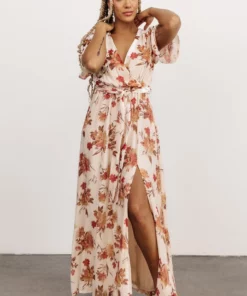 BB Custom Uma Velvet Maxi Dress | Cream Floral
