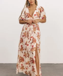 BB Custom Uma Velvet Maxi Dress | Cream Floral