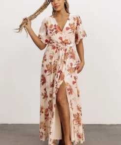 BB Custom Uma Velvet Maxi Dress | Cream Floral