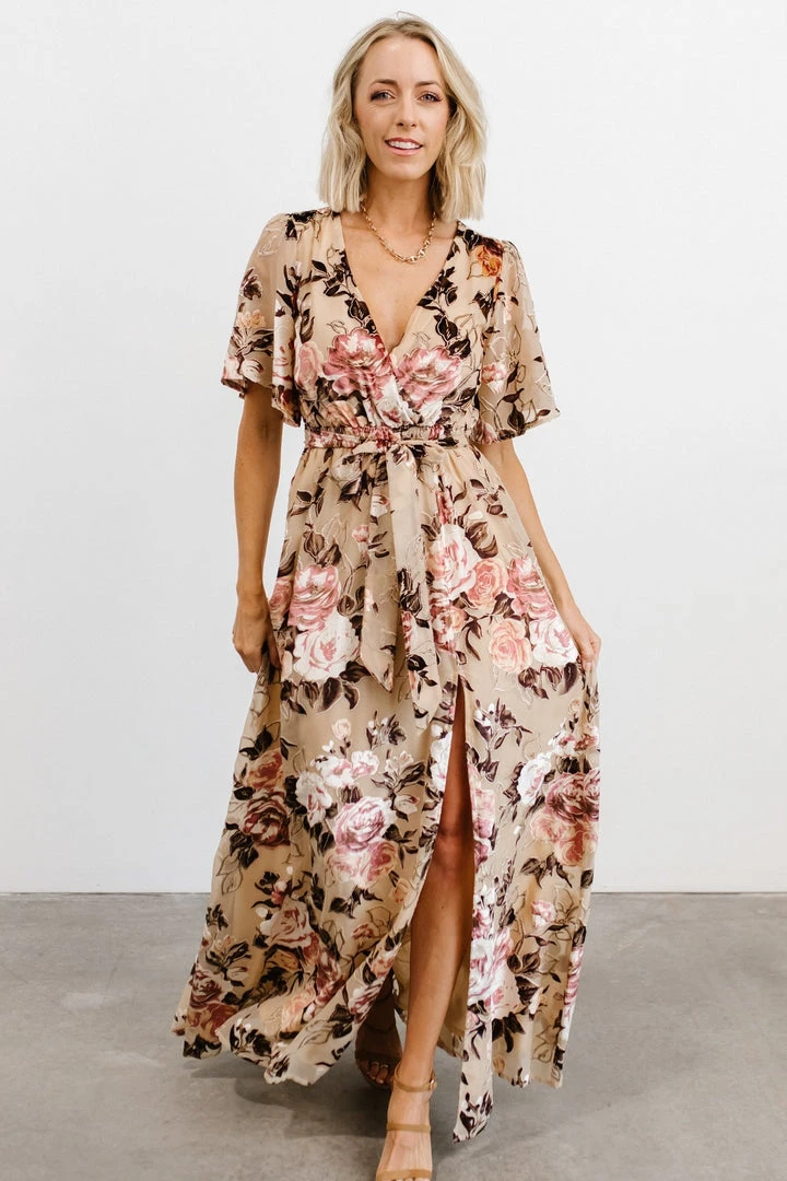 BB Custom Dresses Uma Velvet Maxi Dress | Floral Shimmer 4 BB Custom Dresses Uma Velvet Maxi Dress | Floral Shimmer