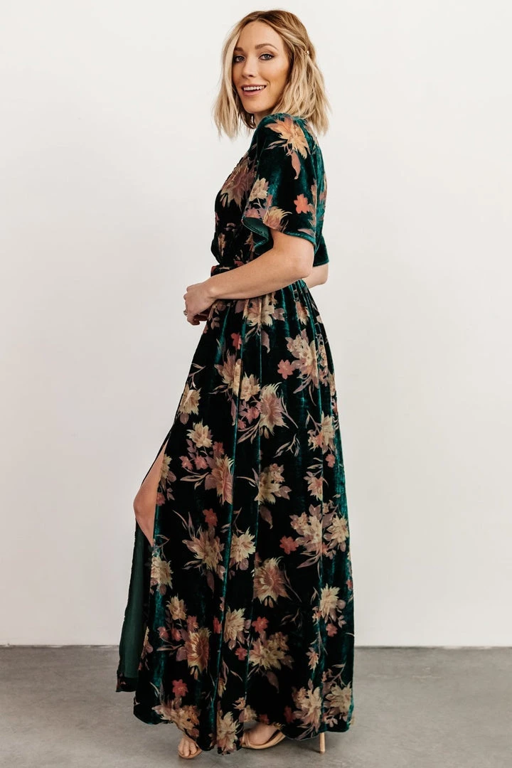 BB Custom Uma Velvet Maxi Dress | Jade Floral Dresses 8 BB Custom Uma Velvet Maxi Dress | Jade Floral Dresses