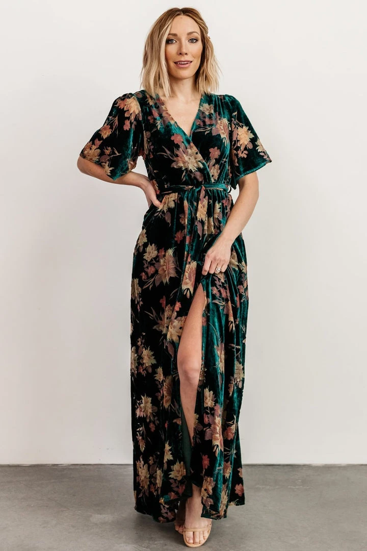 BB Custom Uma Velvet Maxi Dress | Jade Floral Dresses 6 BB Custom Uma Velvet Maxi Dress | Jade Floral Dresses