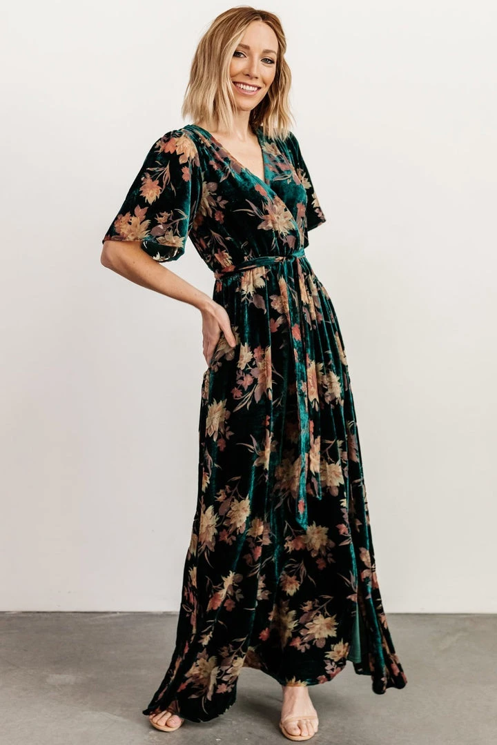 BB Custom Uma Velvet Maxi Dress | Jade Floral Dresses 5 BB Custom Uma Velvet Maxi Dress | Jade Floral Dresses