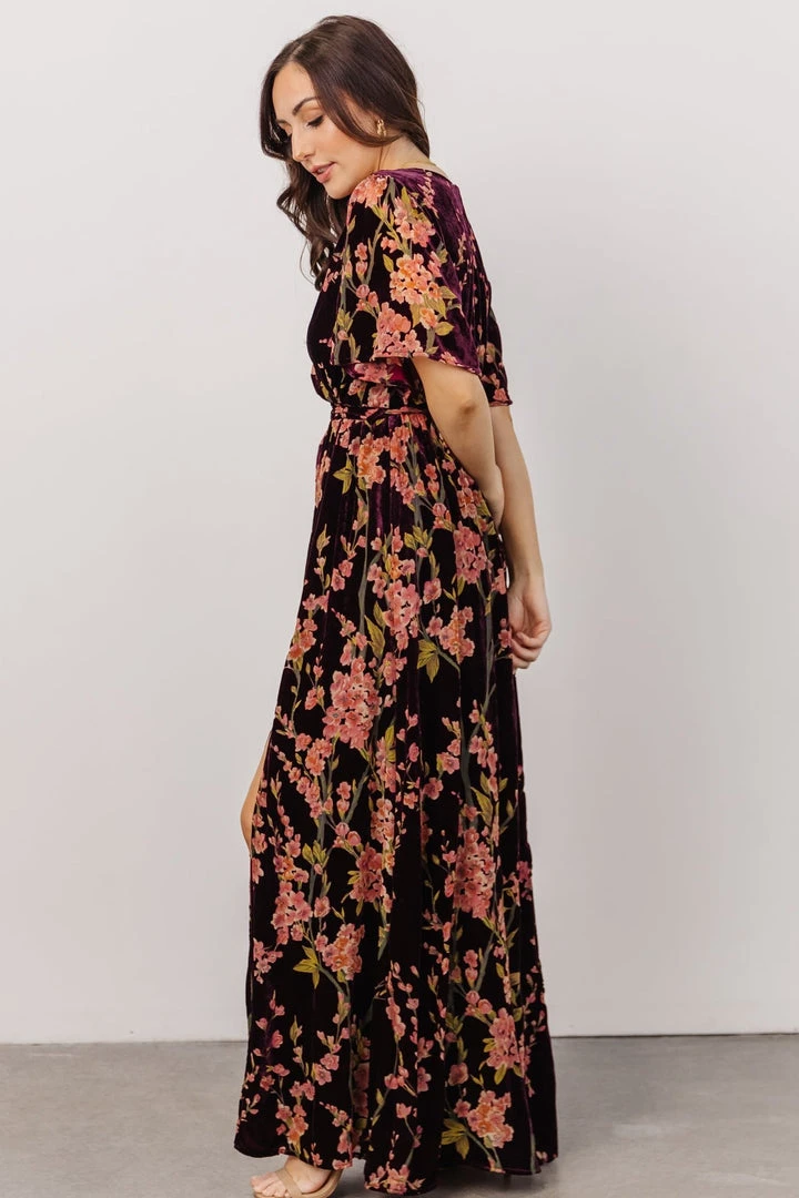 BB Custom Uma Velvet Maxi Dress | Plum Floral Dresses 6 BB Custom Uma Velvet Maxi Dress | Plum Floral Dresses