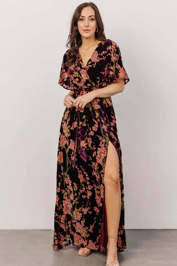 BB Custom Uma Velvet Maxi Dress | Plum Floral Dresses 14 BB Custom Uma Velvet Maxi Dress | Plum Floral Dresses