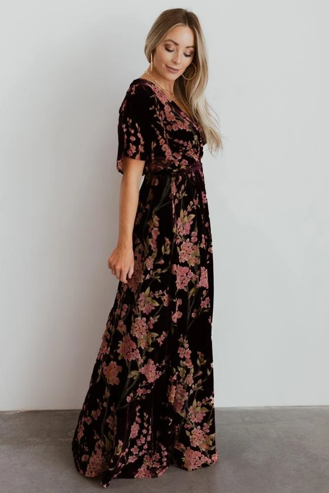 BB Custom Uma Velvet Maxi Dress | Plum Floral Dresses 11 BB Custom Uma Velvet Maxi Dress | Plum Floral Dresses
