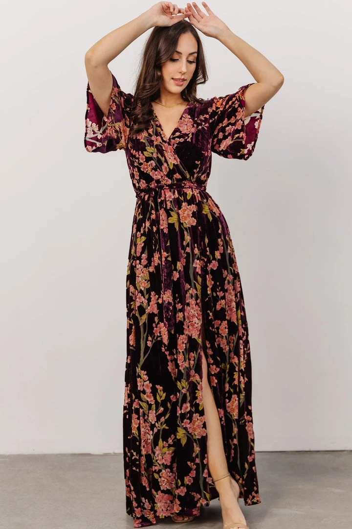 BB Custom Uma Velvet Maxi Dress | Plum Floral Dresses 5 BB Custom Uma Velvet Maxi Dress | Plum Floral Dresses