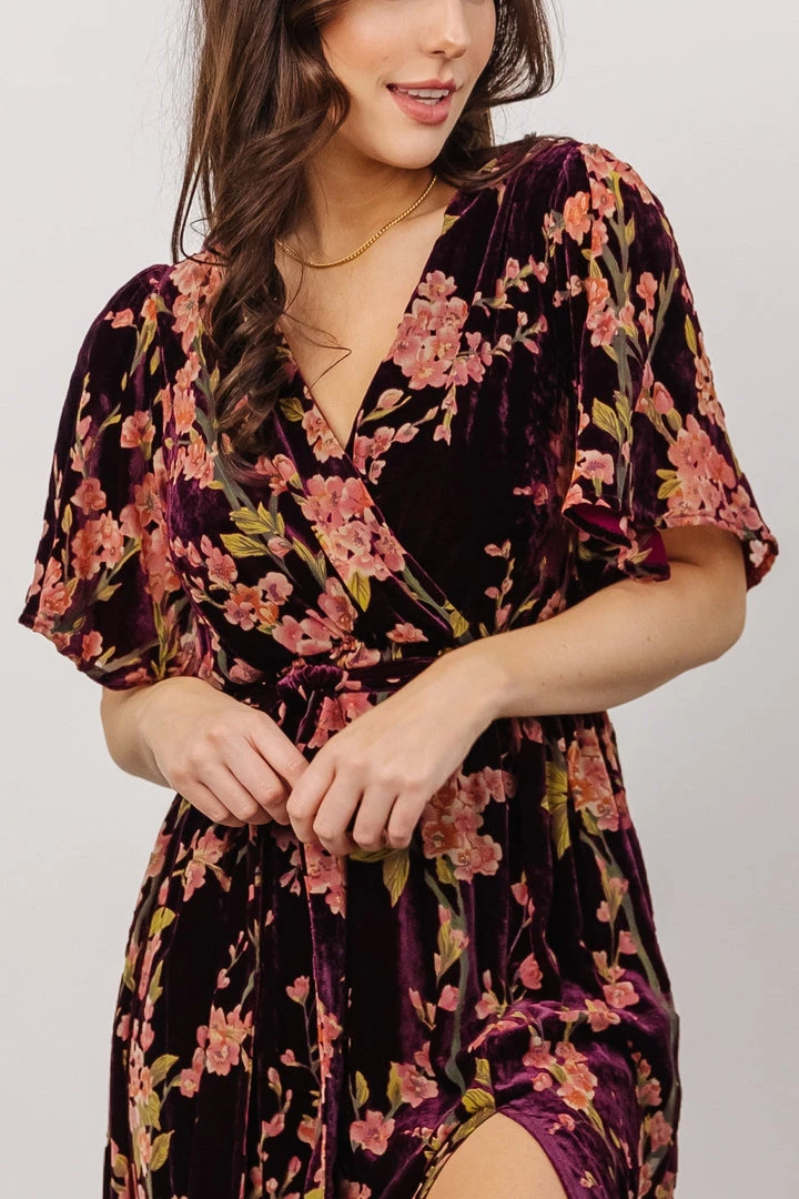 BB Custom Uma Velvet Maxi Dress | Plum Floral Dresses 8 BB Custom Uma Velvet Maxi Dress | Plum Floral Dresses