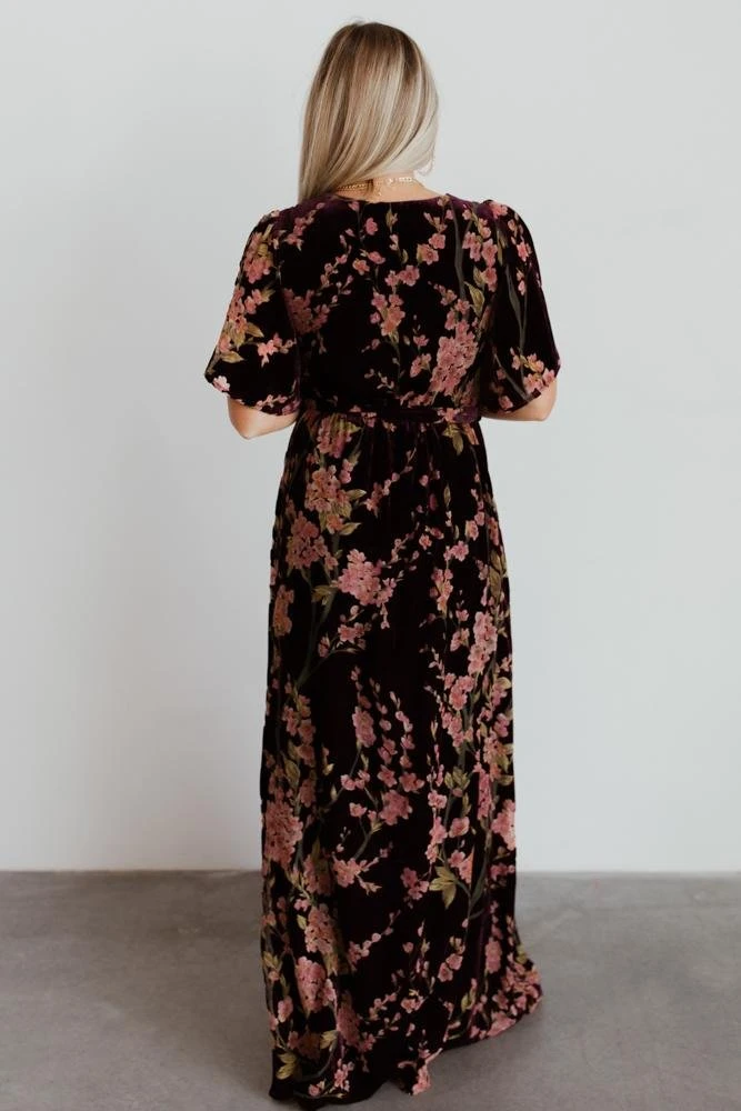 BB Custom Uma Velvet Maxi Dress | Plum Floral Dresses 10 BB Custom Uma Velvet Maxi Dress | Plum Floral Dresses