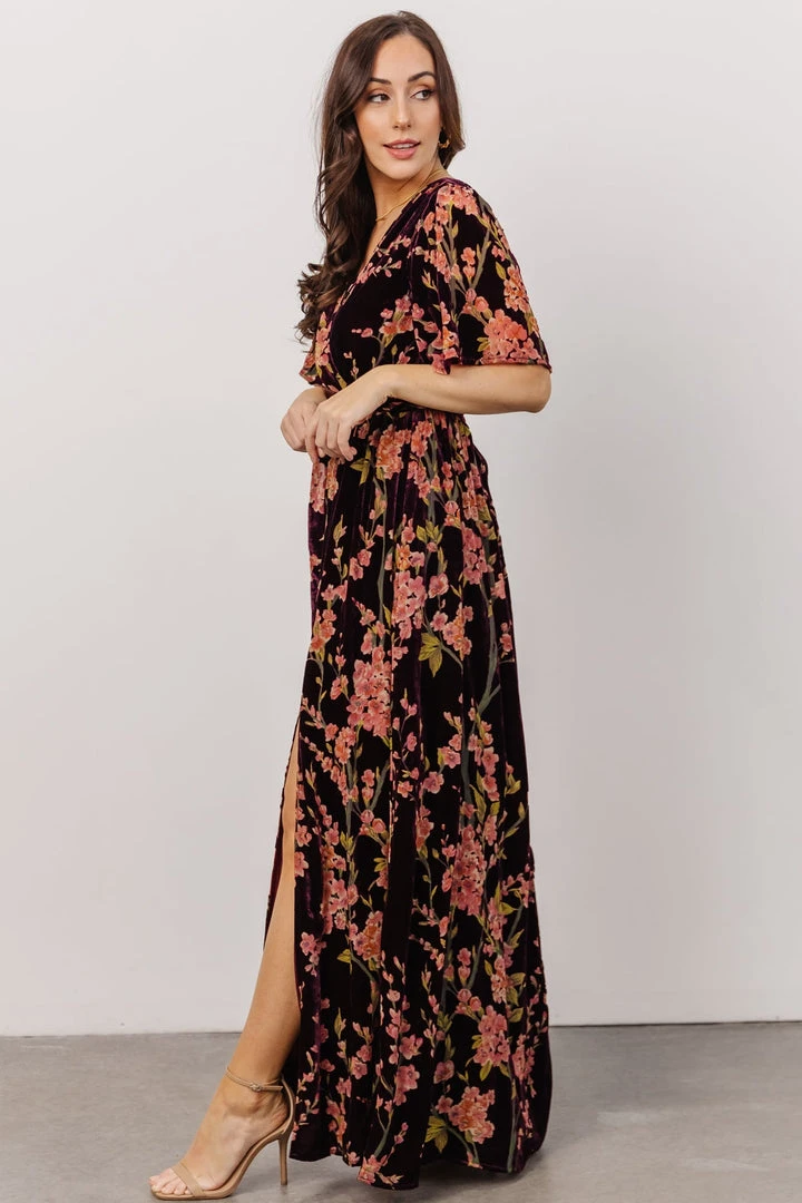 BB Custom Uma Velvet Maxi Dress | Plum Floral Dresses 7 BB Custom Uma Velvet Maxi Dress | Plum Floral Dresses