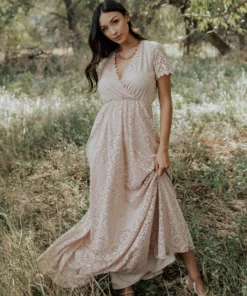 RR Dresses Venice Lace Maxi Dress | Blush