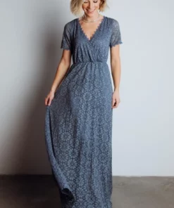 RR Dresses Venice Lace Maxi Dress | Slate Blue