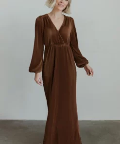 BB Custom Dresses Venus Pleated Maxi Dress | Bronze