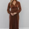 BB Custom Dresses Venus Pleated Maxi Dress | Bronze