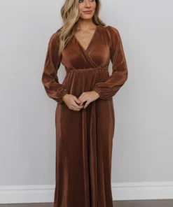 BB Custom Dresses Venus Pleated Maxi Dress | Bronze