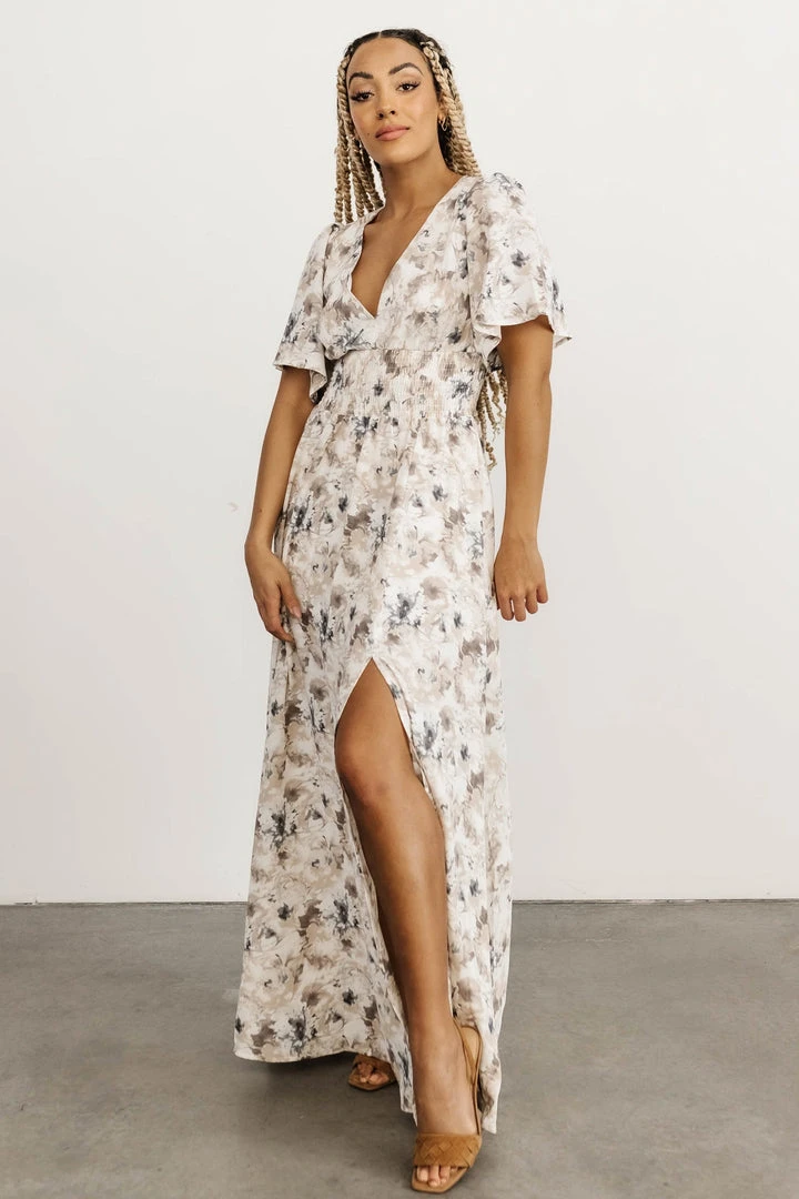 BB Custom Dresses Verona Smocked Maxi Dress | White Watercolor 2 BB Custom Dresses Verona Smocked Maxi Dress | White Watercolor