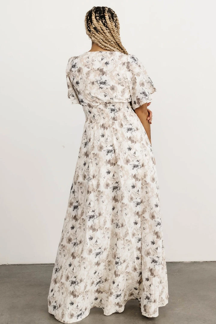 BB Custom Dresses Verona Smocked Maxi Dress | White Watercolor 8 BB Custom Dresses Verona Smocked Maxi Dress | White Watercolor