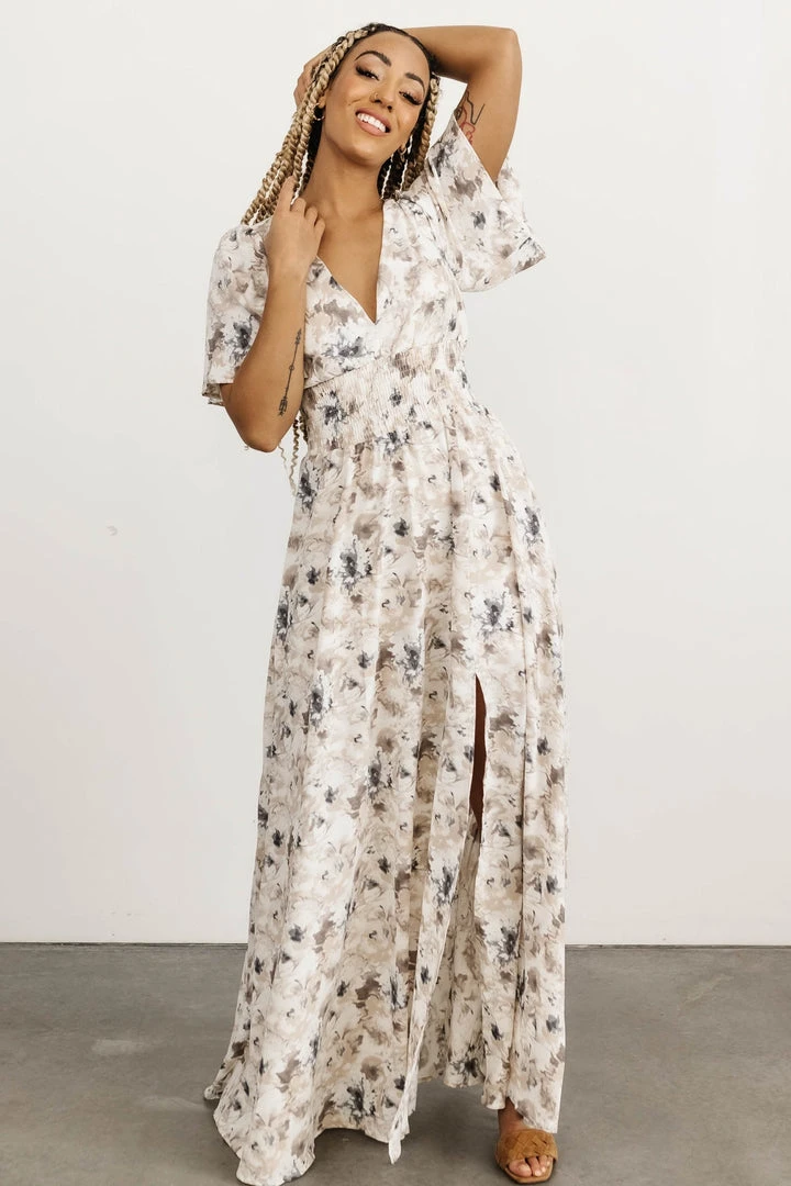 BB Custom Dresses Verona Smocked Maxi Dress | White Watercolor 5 BB Custom Dresses Verona Smocked Maxi Dress | White Watercolor