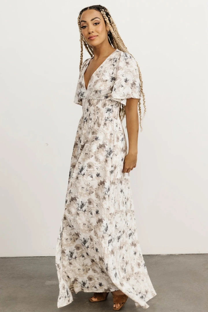 BB Custom Dresses Verona Smocked Maxi Dress | White Watercolor 3 BB Custom Dresses Verona Smocked Maxi Dress | White Watercolor