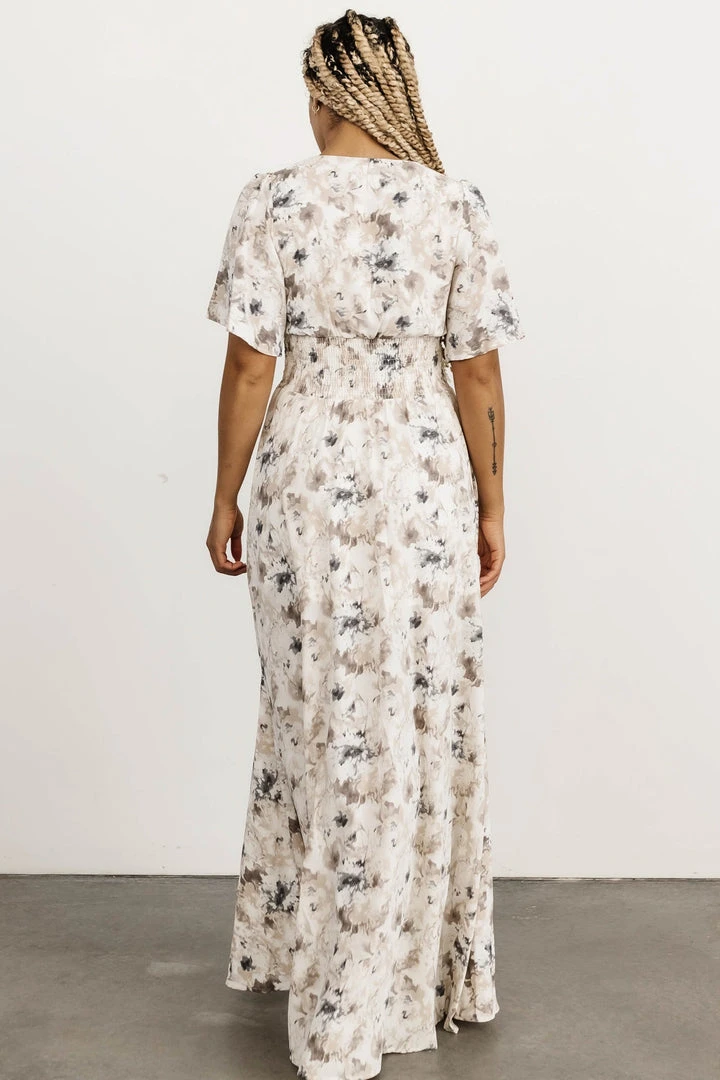 BB Custom Dresses Verona Smocked Maxi Dress | White Watercolor 4 BB Custom Dresses Verona Smocked Maxi Dress | White Watercolor