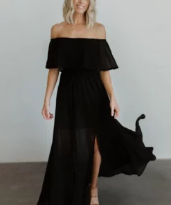 BB Custom Victoria Off Shoulder Maxi Dress | Black Dresses