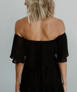 BB Custom Victoria Off Shoulder Maxi Dress | Black Dresses