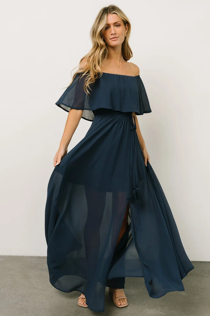 BB Custom Victoria Off Shoulder Maxi Dress | Navy Dresses 2 BB Custom Victoria Off Shoulder Maxi Dress | Navy Dresses
