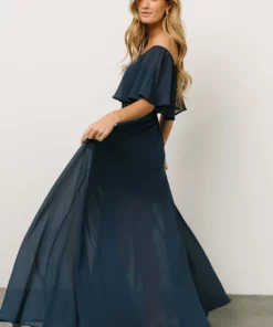 BB Custom Victoria Off Shoulder Maxi Dress | Navy Dresses 10 BB Custom Victoria Off Shoulder Maxi Dress | Navy Dresses